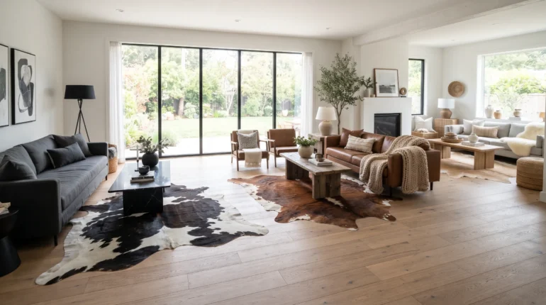 Popular natural cowhide rug colors