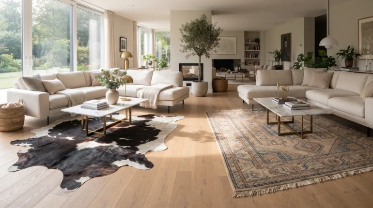 Comparison of cowhide rugs with wool, synthetic and sheepskin rugs