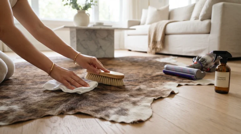 Cleaning and maintaining a genuine cowhide rug