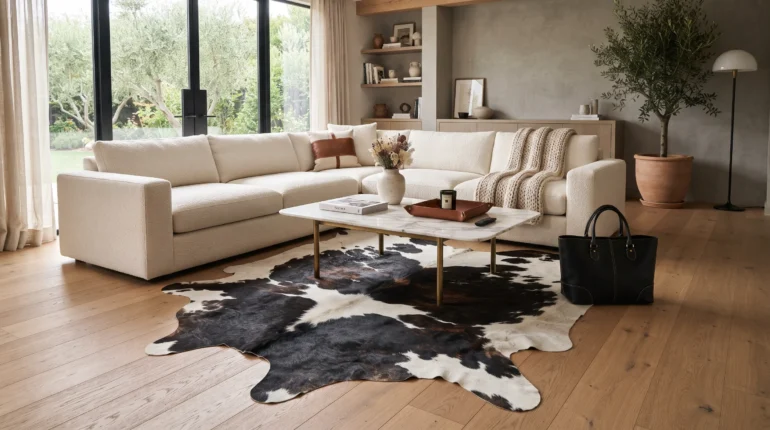 Individually photographed genuine cowhide rugs at Ventinots