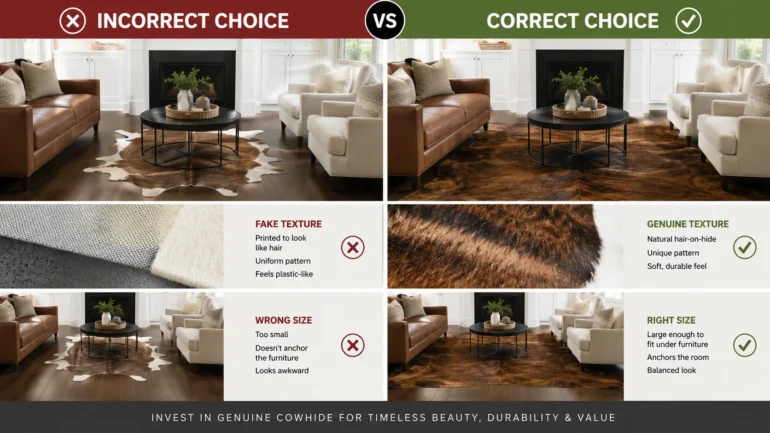 Common mistakes when buying a cowhide rug