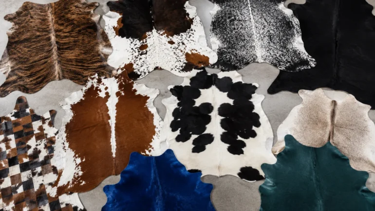 Different types of genuine cowhide rugs