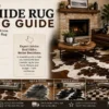 Ultimate Cowhide Rug Buying Guide featuring a genuine natural cowhide rug in a modern living room