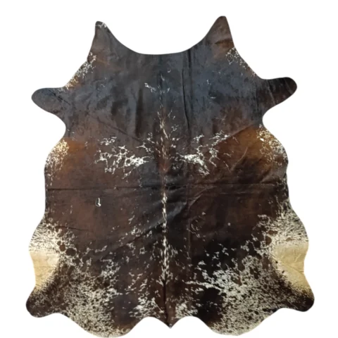CW-RG-0125 (1) Tricolor cowhide rug, 5'-9" x 6'-2", natural hide floor rug by Ventinots