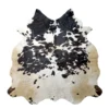 CW-RG-0126 (1) Black and White cowhide rug, 6'-1" x 6'-1", natural hide floor rug by Ventinots
