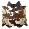 CW-RG-0127 (1) Tricolor cowhide rug, 6'-0" x 6'-2", natural hide floor rug by Ventinots