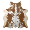 CW-RG-0128 (1) Brown and White cowhide rug, 5'-11" x 6'-5", natural hide floor rug by Ventinots