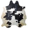 CW-RG-0129 (1) Black and White cowhide rug, 6'-6" x 7'-0", natural hide floor rug by Ventinots