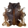CW-RG-0131 (1) Tricolor cowhide rug, 6'-0" x 6'-0", natural hide floor rug by Ventinots