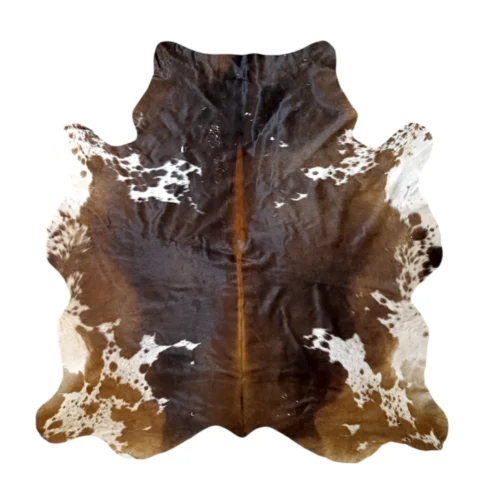 CW-RG-0131 (1) Tricolor cowhide rug, 6'-0" x 6'-0", natural hide floor rug by Ventinots