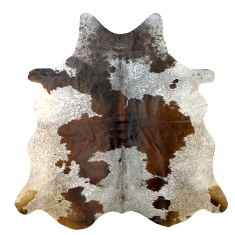 Tri color cowhide rug 0125 - 1 Tricolor cowhide rug, 6'-2" x 6'-2", natural hide floor rug by Ventinots