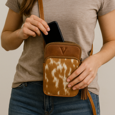 cowhide clutches for women